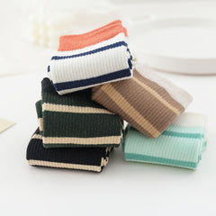 5 Pairs Striped Sports Socks Cotton Mid Tube Women's Stockings