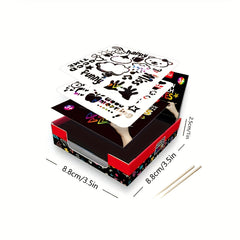 100pcs Scratch Art Paper Set With Wooden Pencil & Painting Template