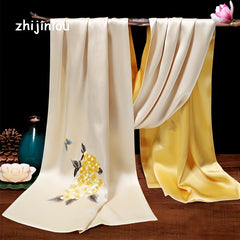 Double Layer Silk Scarf SuZhou Embroidery Phalaenopsis Butterfly Shawl