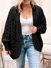 Casual Sweater Women's Plus Solid Jacquard Pointelle Long Sleeve