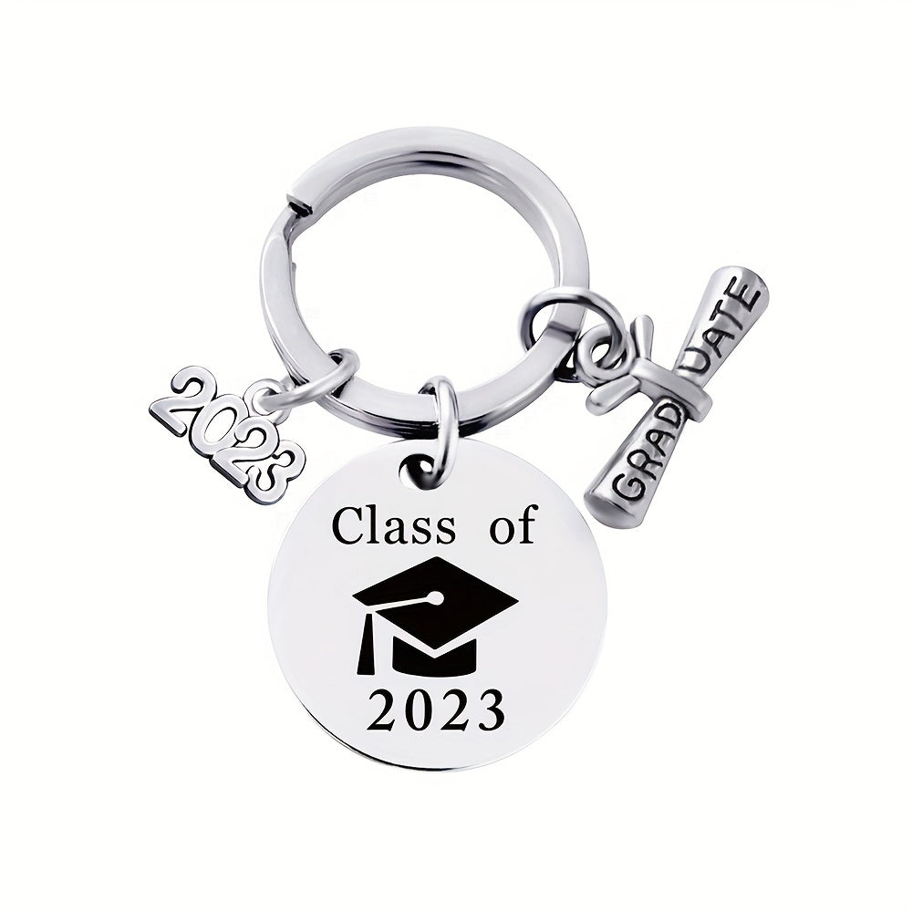 Stainless Steel Graduation Keychain - Letter Engraving Gift for Kids Friends