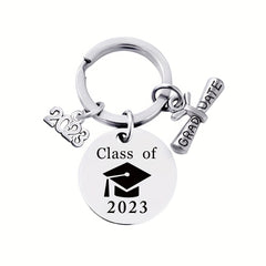 Stainless Steel Graduation Keychain - Letter Engraving Gift for Kids Friends