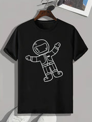 Cartoon Astronaut Print Men's Graphic T shirt
