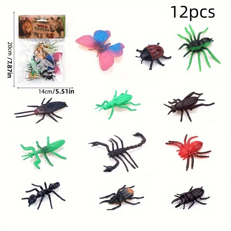 12pcs Mini Dinosaur Model Animal Insect Marine Life Toy Set