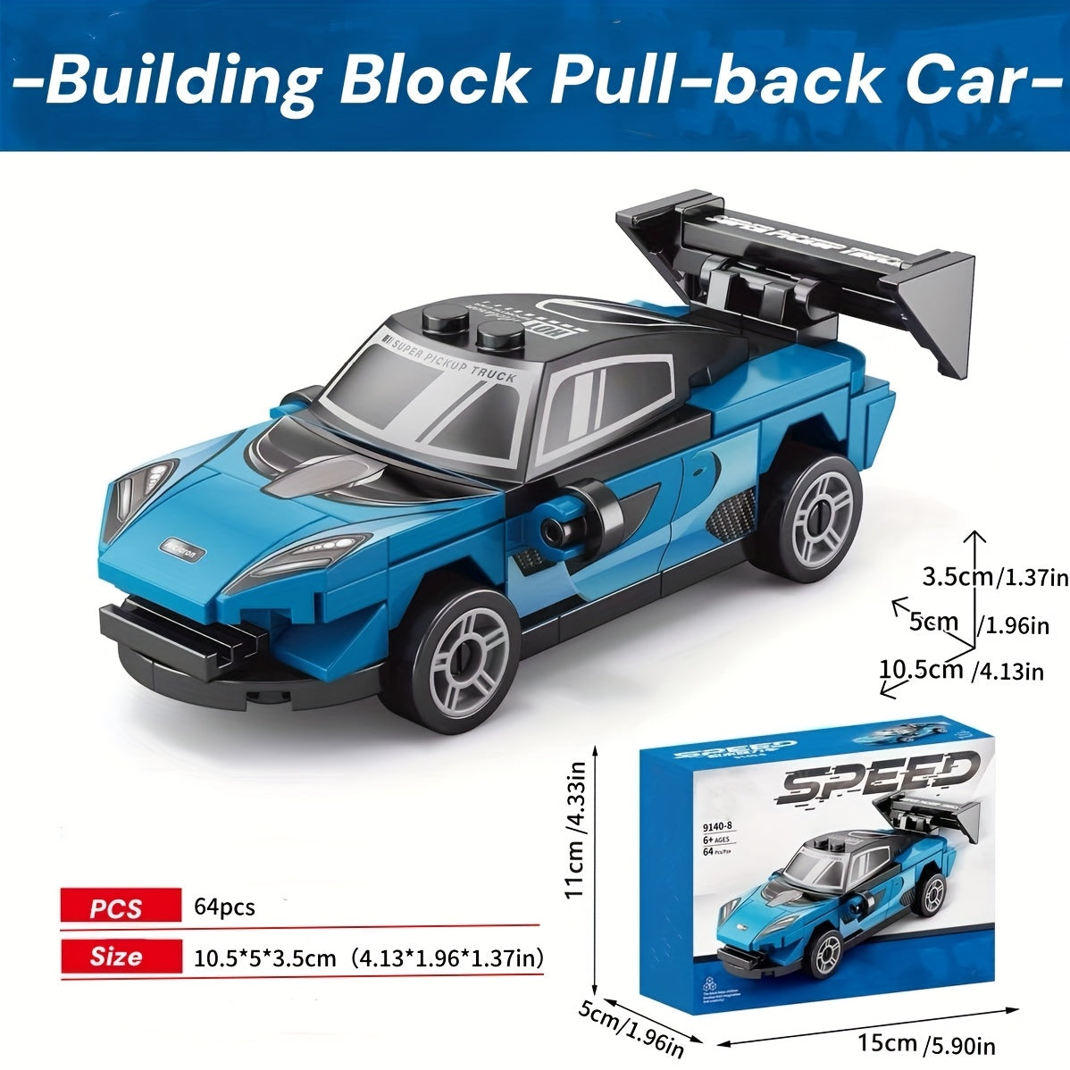 6pcs MINI Car Building Blocks Small Particle Toy Model