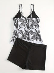 Women's Plus Size Tropical Print Tankini Set