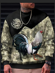 Mexico Rooster Print Men's Graphic Sweatshirt for Winter