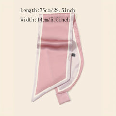 Monochrome Satin Neck Scarf Silk Feeling Ribbon Scarf for Women