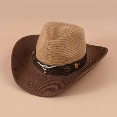 Vintage Jazz Straw Hat Big Brim Sun Beach Cowboy Hat