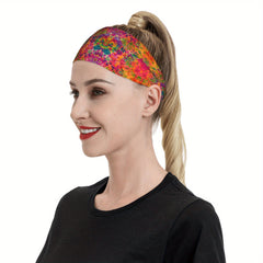 Men's Multicolor Non Slip Headband Fitness Band with Vibrant Rainbow Colors