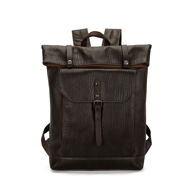 Men Leather Backpack Cow Leather Business Bag Waterproof