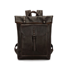 Men Leather Backpack Cow Leather Business Bag Waterproof