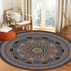 Vintage Boho Round Area Rug Waterproof Stain Resistant Soft Cashmere Carpet