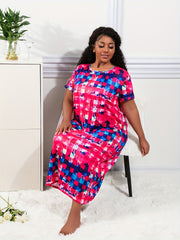 Tie Dye Gingham Print Nightdress