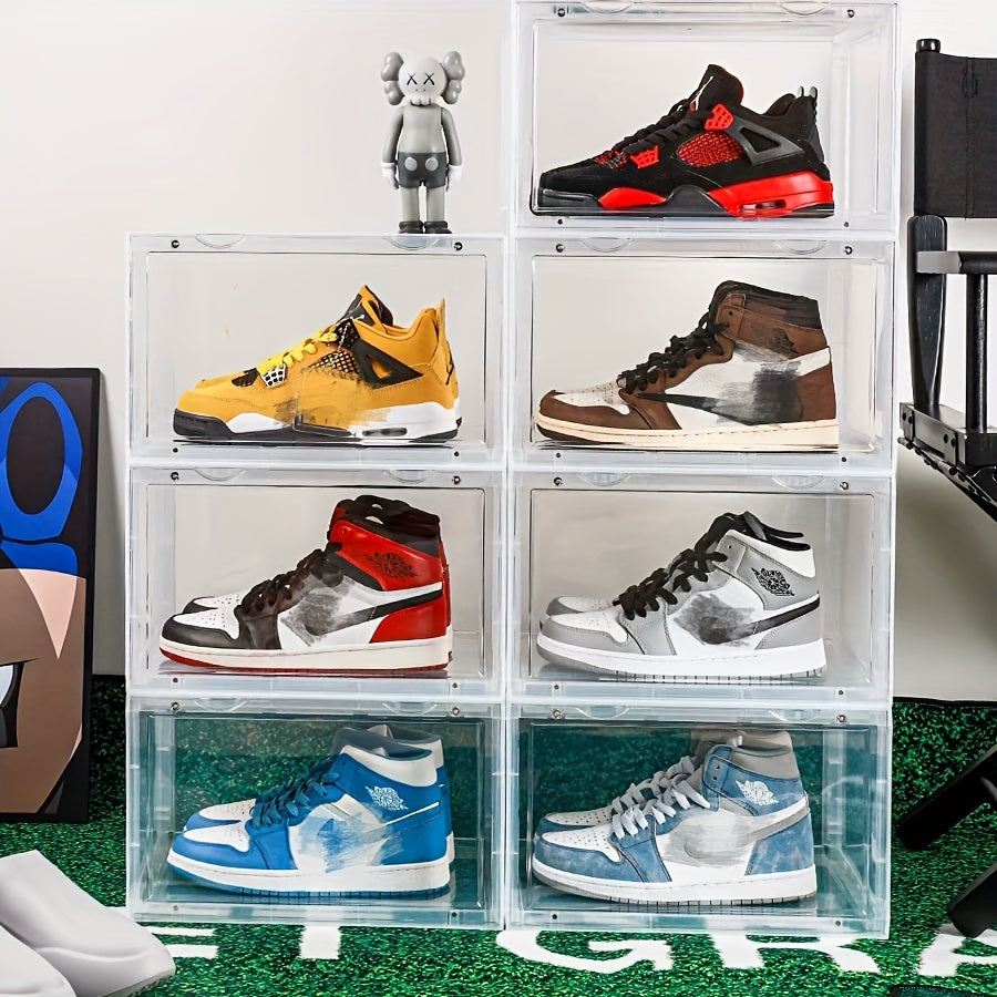 Thickened Shoe Storage Drawer Box Flip Top Folding Shoe Box Transparent Plastic