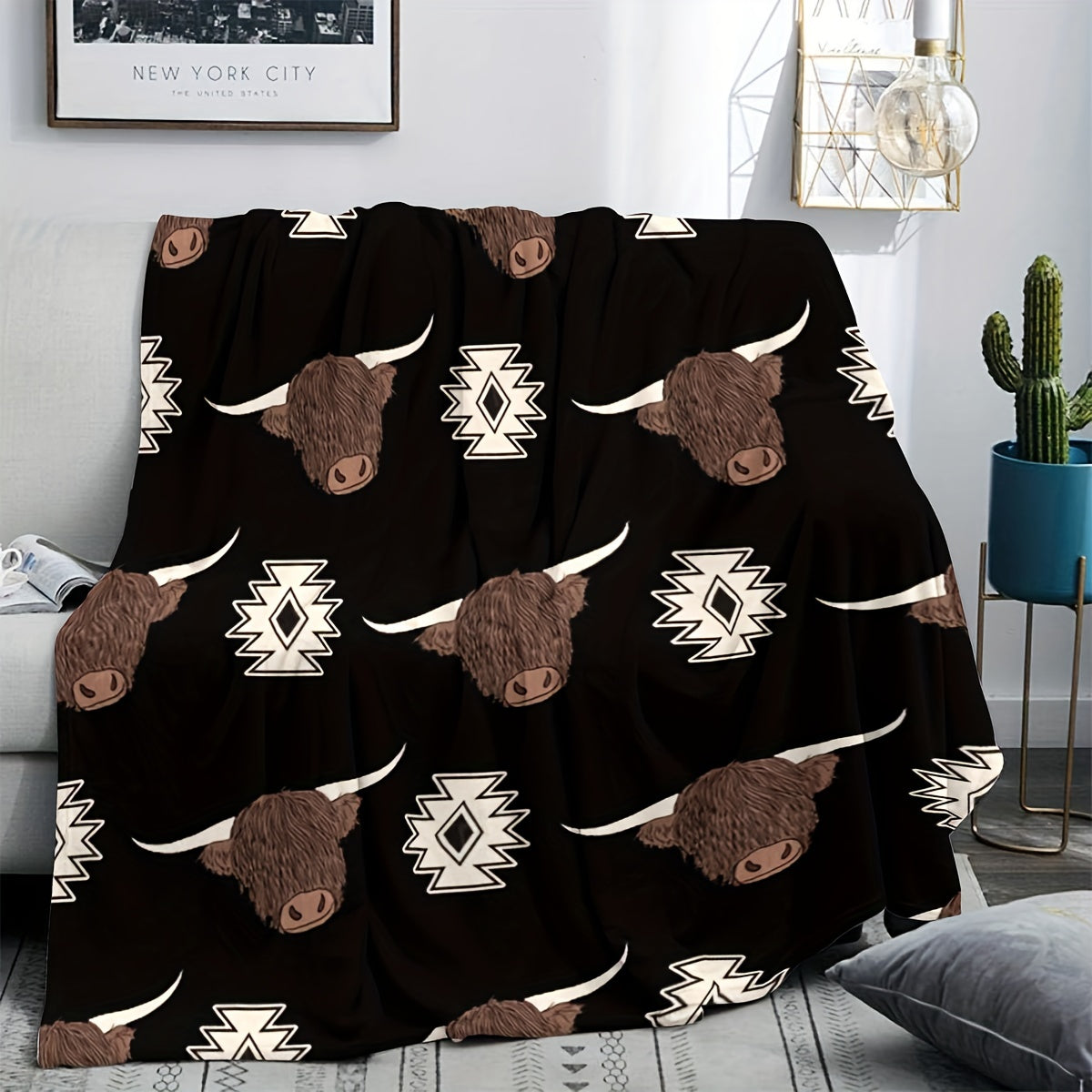 Cow Print Flannel Blanket Soft Winter Warm Keeping Blanket