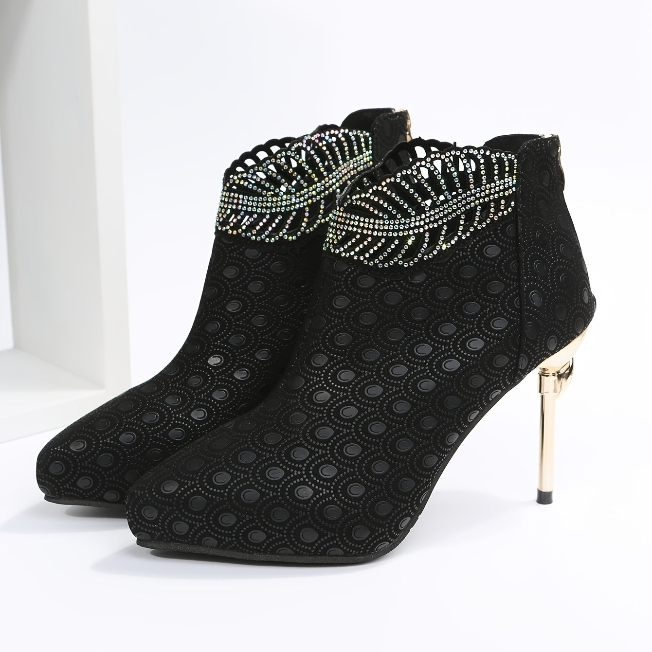 Rhinestone Stiletto Ankle Boots Pointed Toe High Heels Party Pumps