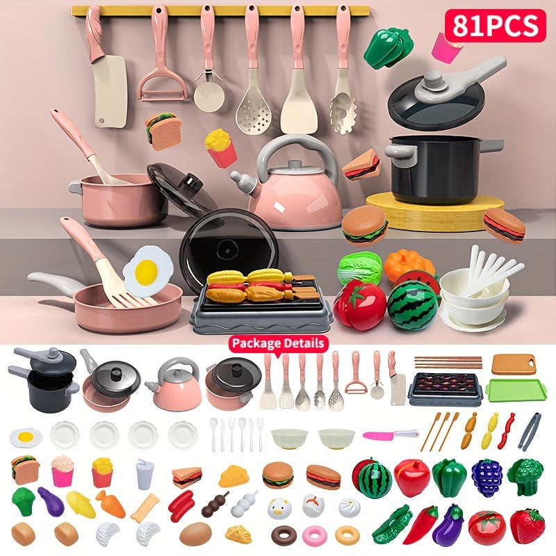 Kids Play Kitchen Toy Set with Cooking Pot and Stove