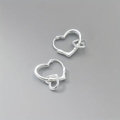 925 Silver Hoop Earrings for Teen Girls Hearts Interlocking Dangle Drop