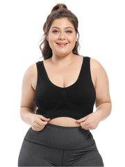 Seamless Plus Size Sports Bra w/ Pads High Stretch Solid Bra