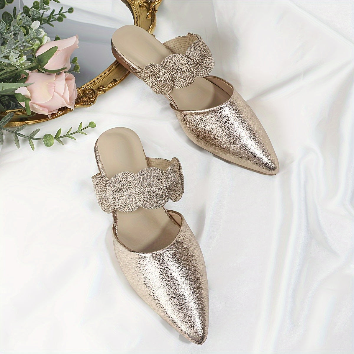 Women's Pointed Toe Flat Mules Slippers