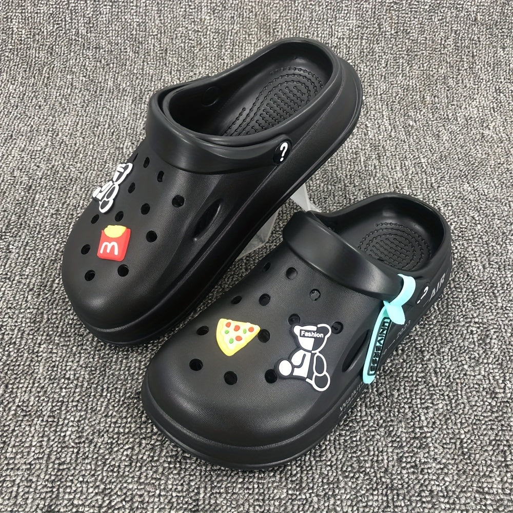 Women's Platform Cartoon Bear Garden Clogs Hollow Out Sandals