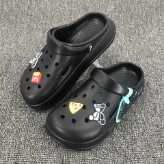 Women's Platform Cartoon Bear Garden Clogs Hollow Out Sandals