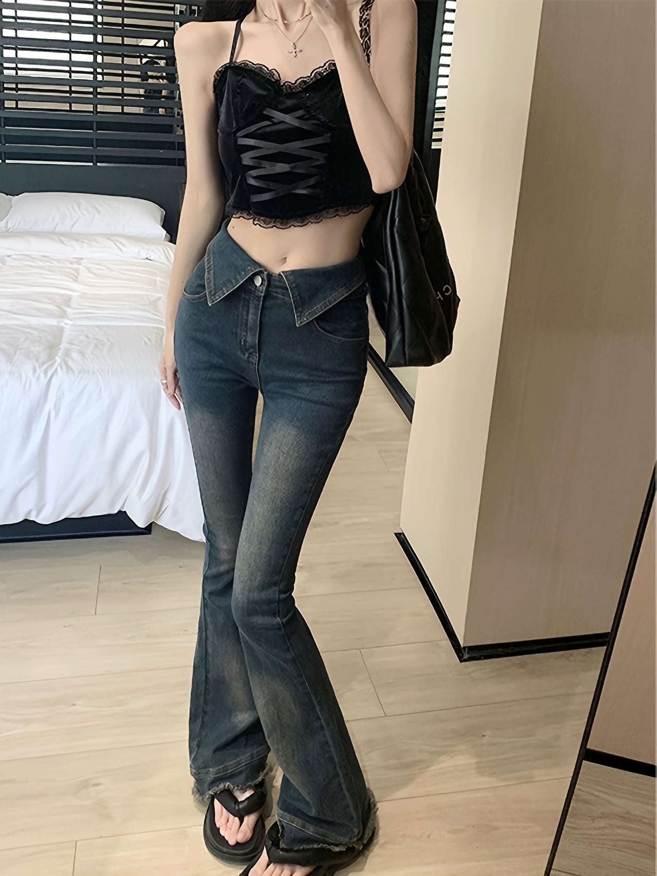 High Waist Flare Jeans Retro Bell Bottom Jeans