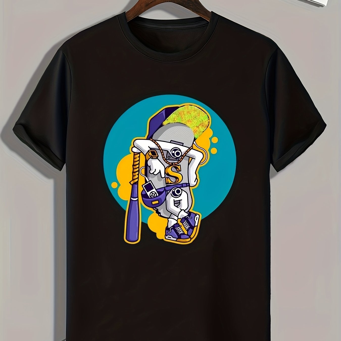 Skateboard Painting Print Men's Graphic Tee for Summer