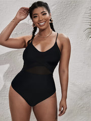 Swimsuit Women's Plus V Neck Tummy Control One Piece Bathing Suit