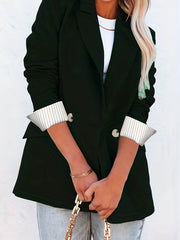 Solid Buttons Blazer Casual Lapel Long Sleeve Work Office Outerwear