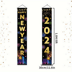 1pc New Year Door Banner Party Decoration Supplies Happy Year Party Background