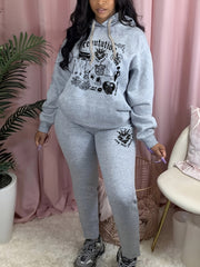 Gothic Graphic Hoodie & Sweatpants Set