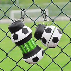 550ml Foldable Football Water Bottle Straw Cup for Outdoor Sports Fitness Travel