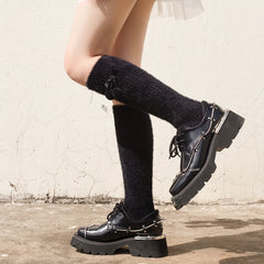 Pompom Decor Knee High Socks Women's Stockings