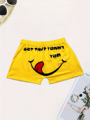 Casual Letter Print Skinny Yoga Shorts