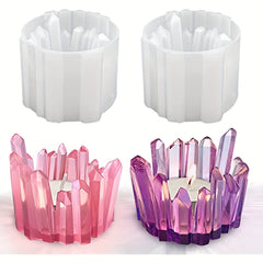 Crystal Cluster Tealight Candle Holder Mold Silicone DIY Jewelry Ornament Plate