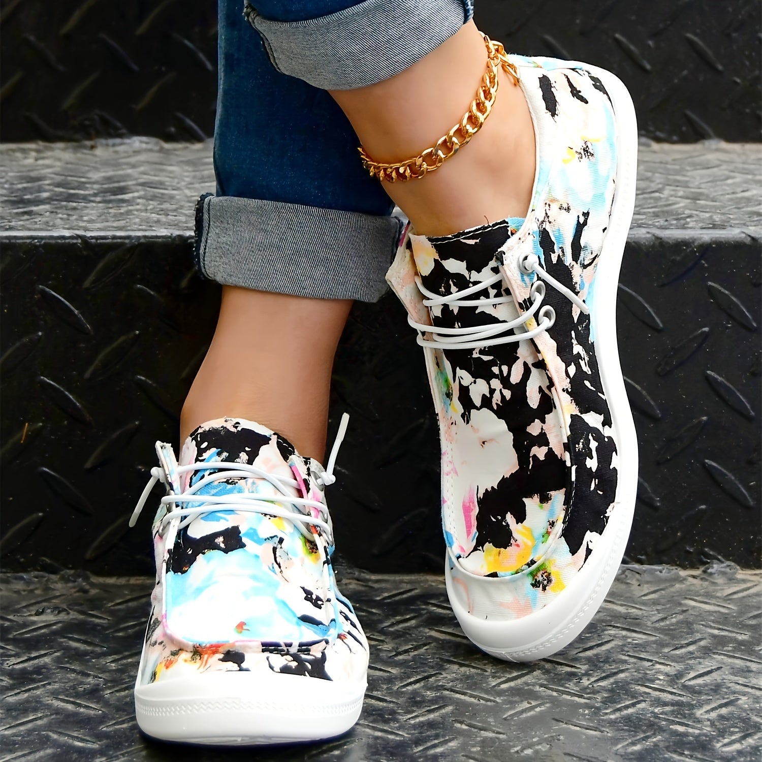 Tie Dye Skate Shoes Women's Casual Lightweight Walking Shoes