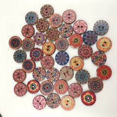 50pcs 20MM Retro Wooden Buttons Two Holes DIY Sewing Handcraft Accessories