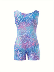 Leopard Print Gymnastics Suit Girls Dance Leotard