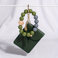 Silicone Bead Bracelet Keychain Wallet Tassel Coin Purse for Women