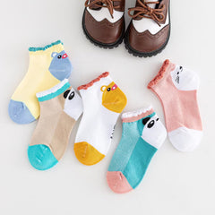 5pcs Girls Lace Small Animal Ankle Socks