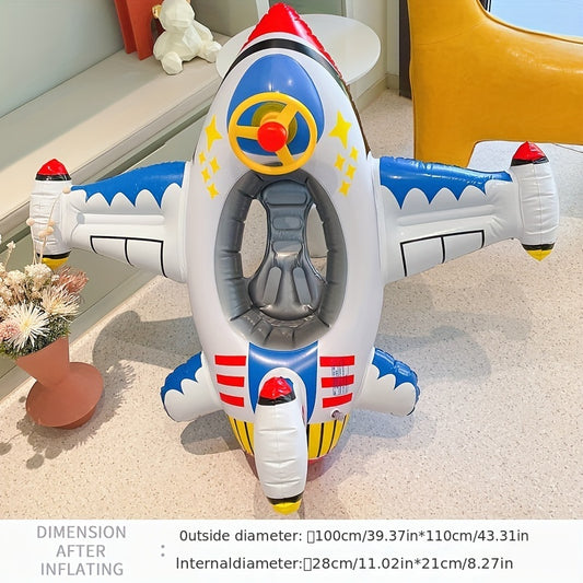Inflatable Pool Float Boat with Steering Wheel Airplane Shaped