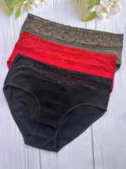 3pcs Lace Briefs Comfy & Stretchy Panties Women's Lingerie