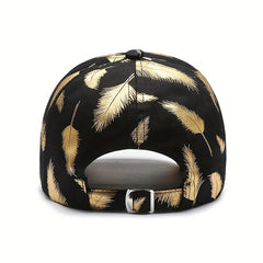 Unisex Sunshade Baseball Cap Bronzing Feather Pattern