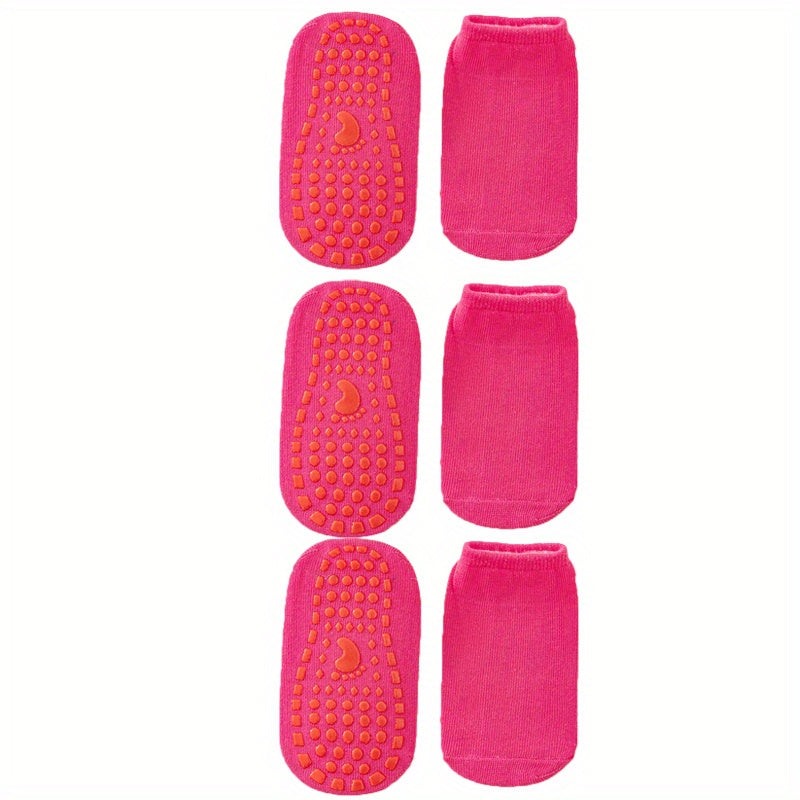 3 Pairs Kids Non-Slip Silicone Floor Socks for Trampoline Indoor Use