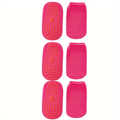 3 Pairs Kids Non-Slip Silicone Floor Socks for Trampoline Indoor Use
