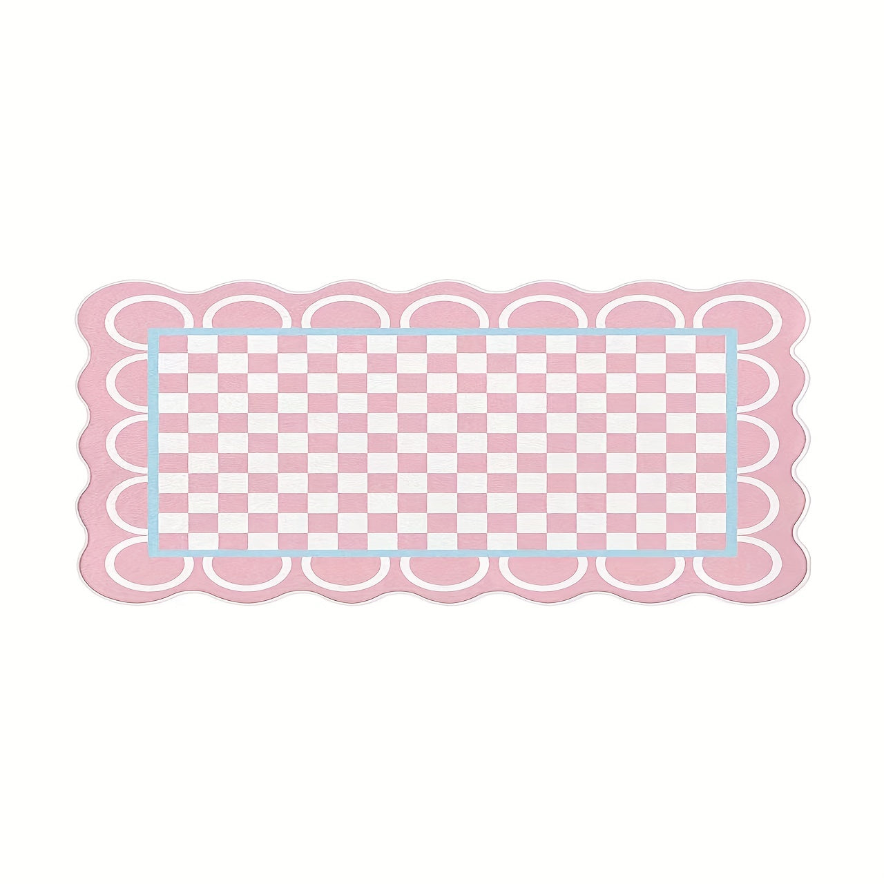Wavy Plaid Kitchen Rug Anti Slip Carpet Absorbent Bath Mat