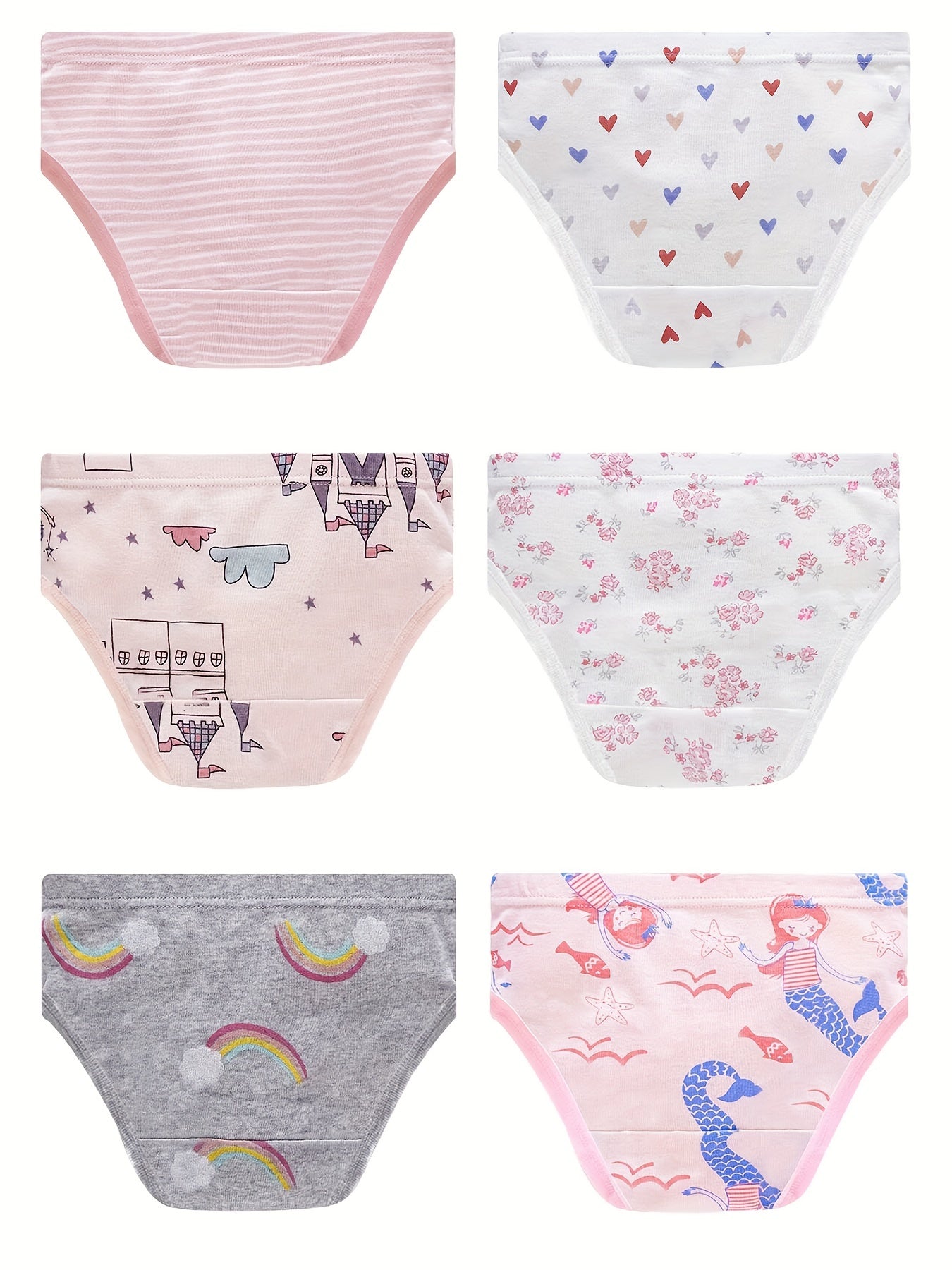 6pcs Teen Cartoon Graphic Print Cotton Briefs Underwear