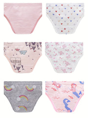 6pcs Teen Cartoon Graphic Print Cotton Briefs Underwear